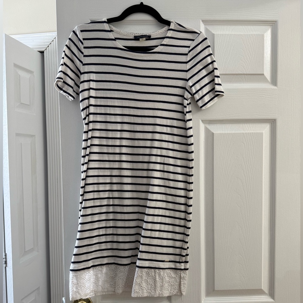 Tommy Hilfiger Navy and White Striped Mini Dress